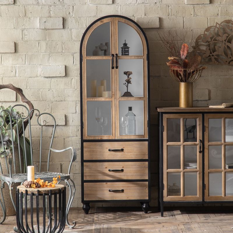 Wood and Iron Chest with Doors Bar Pulls Accent Cabinet with Shelves Clearhalo 'Cabinets & Chests' 'cabinets_chests' 'furn' 'furn_cabinets_chests' 'Furniture' 'Living Room Furniture' 1200x1200_80ee71ee-5300-4dc4-844b-0617e3731c2d