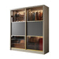 Brown Glass Door Storage Cabinet Contemporary Sliding Door Wardrobe for Home
