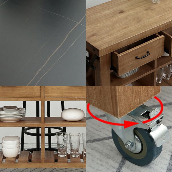 Industrial Stationary Kitchen Cart Wood Rectangular Kitchen Island Cart Clearhalo 'furn' 'furn_kitchen_islands_carts' 'Furniture' 'Kitchen & Dining Furniture' 'Kitchen Islands & Carts' 'kitchen_islands_carts' 1200x1200_80efd8e3-ab95-4647-ad48-a14c04e29074