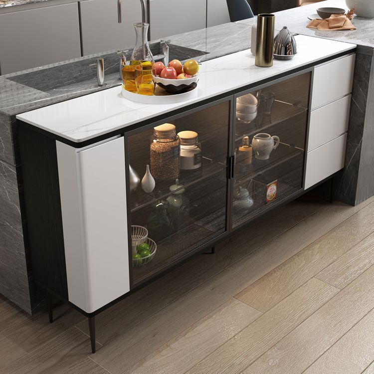 3-Drawer Engineered Wood Sideboard Modern Adjustable Shelving Credenza Clearhalo 'buffet_sideboard' 'Buffets & Sideboards' 'furn' 'furn_buffet_sideboard' 'Furniture' 'furniture_buffet_sideboard' 'Kitchen & Dining Furniture' 1200x1200_80f22cc4-e02c-487c-a66b-686fa582f11e