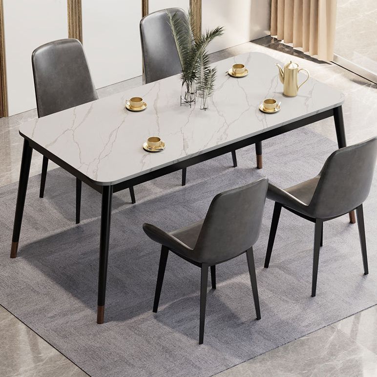 Glam Style Stone Dining Table 4 Metal Legs Table Home Rectangle Dining Table Clearhalo 'Dining Tables & Seating' 'Dining Tables' 'dining_table' 'furn' 'furn_dining_table' 'Furniture' 'furniture_dining_table' 'Kitchen & Dining Furniture' 1200x1200_80f45cf0-3065-4c3a-b8ef-e5812e9941ec