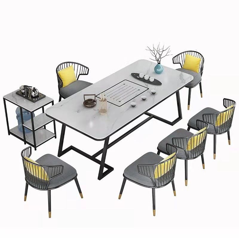 Tafel van leisteen en metaal Glam Style Simple Home rechthoekige eettafel