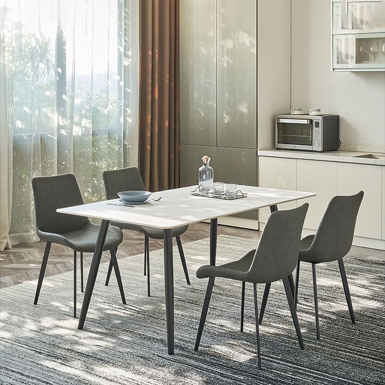 Kitchen Contemporary Sintered Stone Top Dining Table Sets with 4 Legs Base Dining Room Furniture Clearhalo 'Dining Room Sets' 'Dining Tables & Seating' 'dining_room_set' 'Furniture' 'furniture_dining_room_set' 'Kitchen & Dining Furniture' 'kitchen&dining_furn' 'kitchen' 1200x1200_80f85708-9762-4a61-8511-b061fb05cf5a