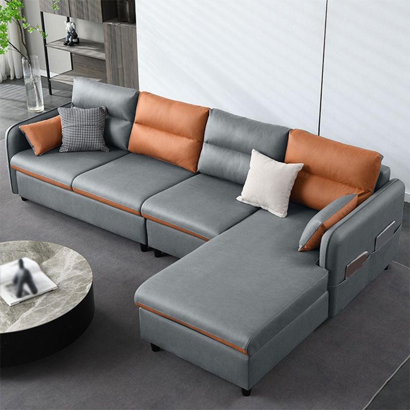 Modern Faux Leather Sectional Square Arm for Living Room with Storage Clearhalo 'furn' 'furn_sectionals' 'Furniture' 'furniture_sectionals' 'kitchen' 'kitchen_sectionals' 'Living Room Furniture' 'Sectionals' 1200x1200_80f98760-a604-4009-83f7-7202c0d3ab9e