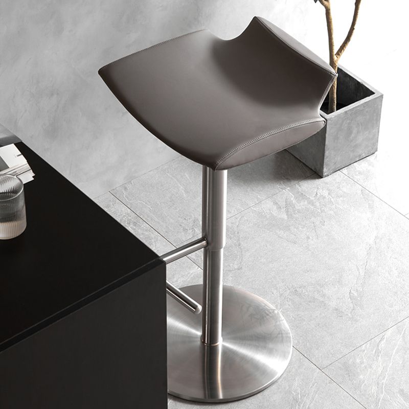 Contemporary Adjustable Backless Counter High Stool with Leather Cushion Clearhalo 'Bar Furniture' 'Bar Stools' 'bar_stools' 'furn' 'furn_bar_stools' 'Furniture' 'Kitchen & Dining Furniture' 1200x1200_80fbe54f-1453-4293-8835-b002efd8d9ba