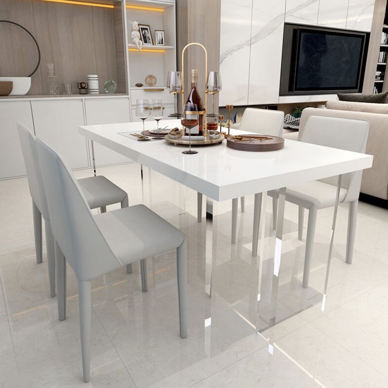 Sintered Stone Top Acrylic Base Dining Table Contemporary Rectangle Table for Home