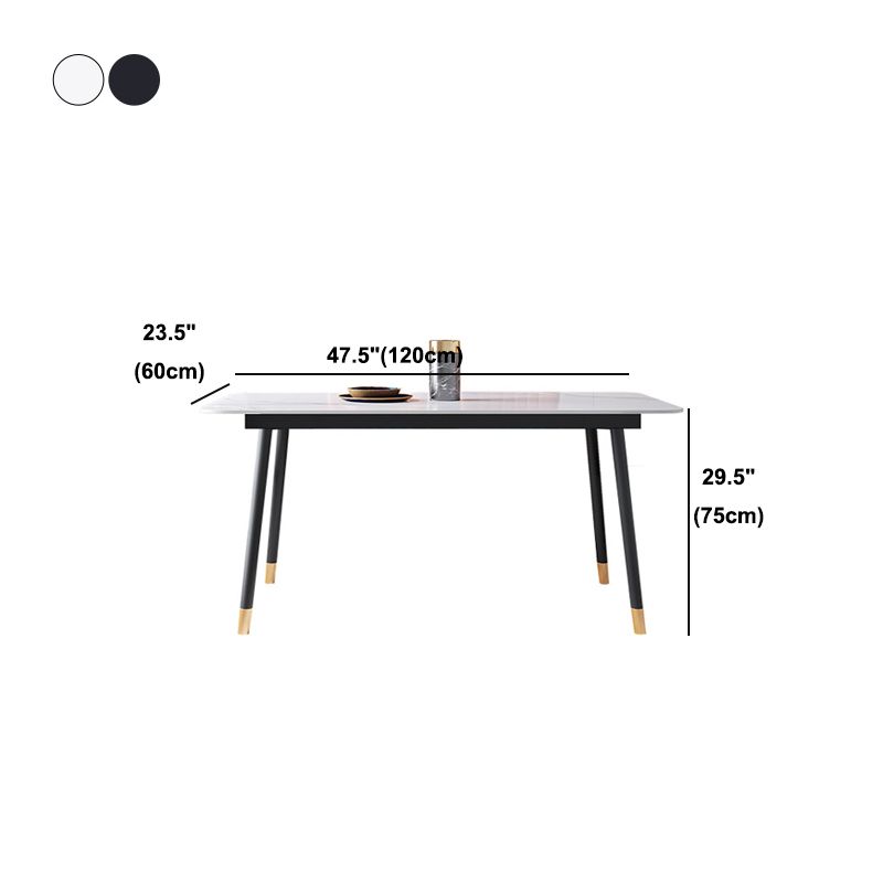 Metal Modern Rectangle Dining Table Sintered Stone Top Table with 4 Legs Clearhalo 'Dining Tables & Seating' 'Dining Tables' 'dining_table' 'furn' 'furn_dining_table' 'Furniture' 'Kitchen & Dining Furniture' 1200x1200_80fdadbe-041f-48d2-85cf-f68ee5d58882