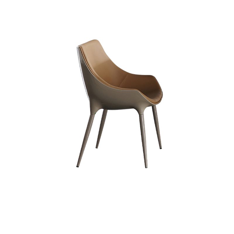 Sillas de comedor de estilo moderno sillas de cocina de cuero falso con patas de metal