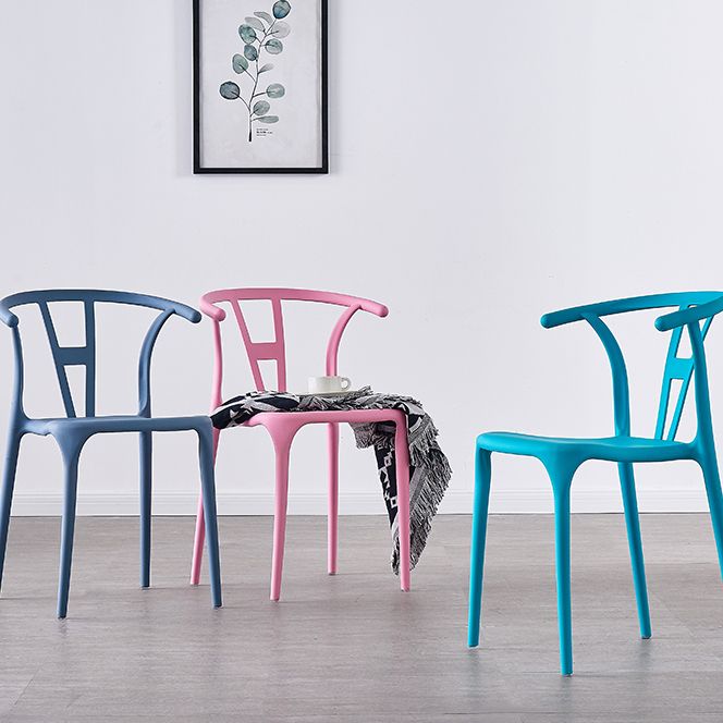 Scandinavian Plastic Armless Dining Chairs Stackable Dining Side Chair (Set of 4) Clearhalo ' kitchen&dining_furn' 'Dining Chairs' 'Dining Tables & Seating' 'dining_chair' 'furn' 'furn_dining_chair' 'Furniture' 'furniture_dining_chair' 'Kitchen & Dining Furniture' 'kitchen' 1200x1200_80ff079d-262f-469c-9054-1010028d9123