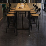 Solid Wood Bar Dining Table Industrial Bar Dining Table with Black Trestle Base Clearhalo 'Bar Furniture' 'Bar Tables' 'bar_tables' 'furn' 'furn_bar_tables' 'Furniture' 'furniture_bar_tables' 'Kitchen & Dining Furniture' 1200x1200_81007dc6-ec2d-43cb-a39d-267d98109037