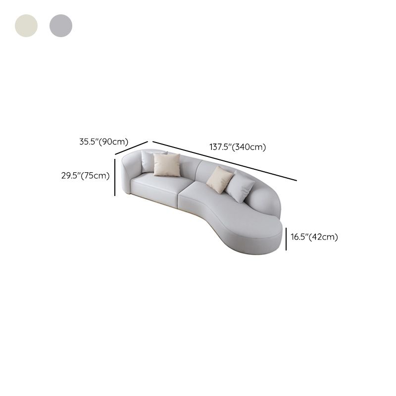 Tuxedo Arm Sofa Cushions with Pillows Seating in White and Beige