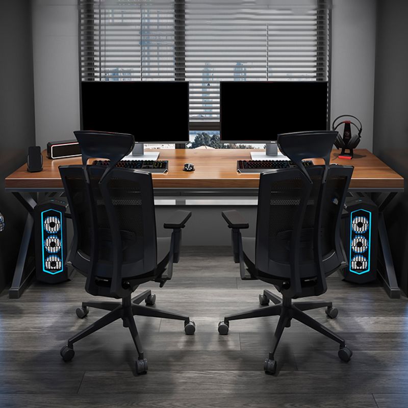 Table d'ordinateur de forme rectangulaire Bureau d'écriture en bois massif en marron