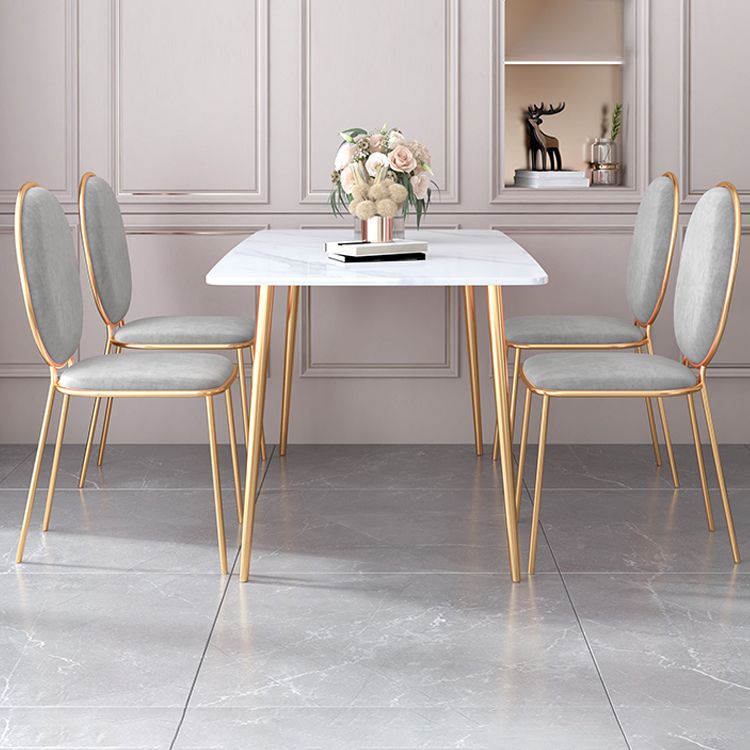 Scandinavian Style Sintered Stone Dining Table Set with Rectangle Table and Gold Legs Dining Set Clearhalo 'Dining Room Sets' 'Dining Tables & Seating' 'dining_room_set' 'furn' 'furn_dining_room_set' 'Furniture' 'furniture_dining_room_set' 'Kitchen & Dining Furniture' 'kitchen&dining_furn' 'kitchen' 1200x1200_8101e165-91dc-4199-be75-cfacd8de91b1