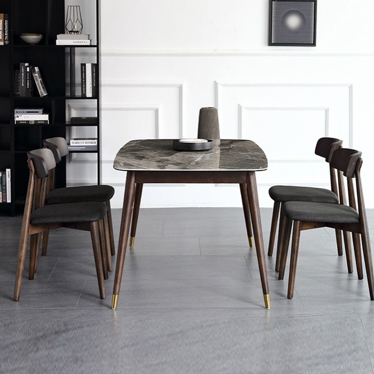 Glossy Gray Dining Table Set 1/4/5/7 Pieces Dinette Set with Wooden Chairs Clearhalo 'Dining Room Sets' 'Dining Tables & Seating' 'dining_room_set' 'furn' 'furn_dining_room_set' 'Furniture' 'Kitchen & Dining Furniture' 1200x1200_81028896-438a-4a57-af2f-bb70df749330