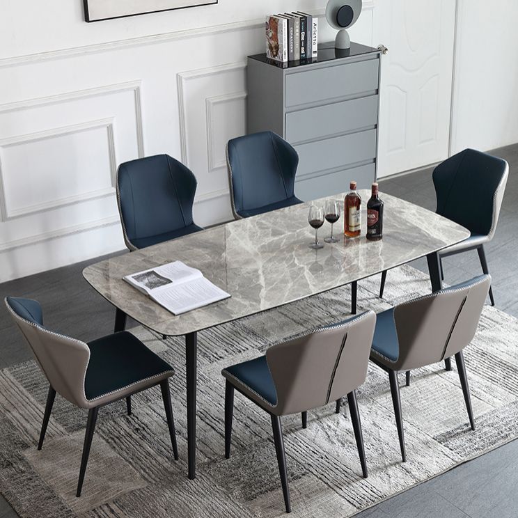 Contemporary Dining Table Sintered Stone Dining Table with 4 Black Legs for Dining Clearhalo ' dining_table' 'Dining Tables & Seating' 'Dining Tables' 'furn' 'furn_dining_table' 'Furniture' 'furniture_dining_table' 'Kitchen & Dining Furniture' 'kitchen&dining_furn' 'kitchen' 'kitchen_dining_table' 1200x1200_81036a8a-8fd4-4fcf-abc0-2cebed32518c
