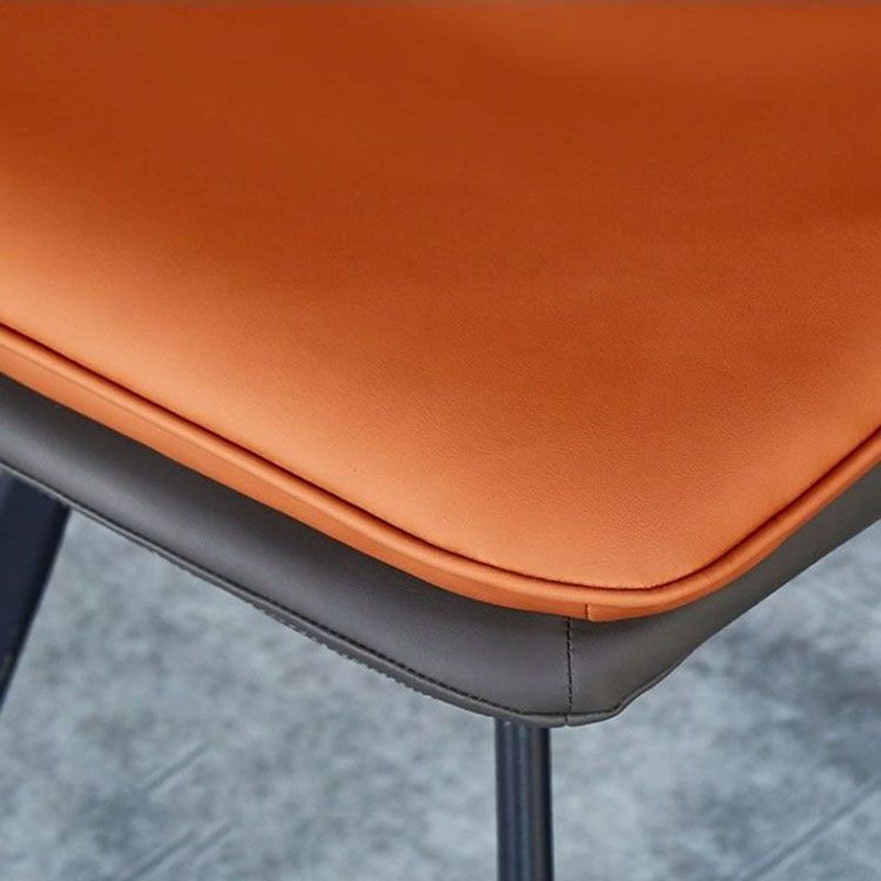 Industrial Design Armless Solid Back Chair Faux Leather Side Chair Clearhalo 'Dining Chairs' 'Dining Tables & Seating' 'dining_chair' 'furn' 'furn_dining_chair' 'Furniture' 'furniture_dining_chair' 'Kitchen & Dining Furniture' 1200x1200_810537d8-22d3-4ee9-90e2-d33063d1c49d