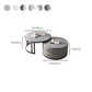 Mesa de centro moderna para cóctel, mesa de centro redonda de cristal/pizarra con 2 cajones