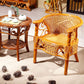 Traditional Dining Chair Rattan Solid Wood Base Arm Chair for Home Use