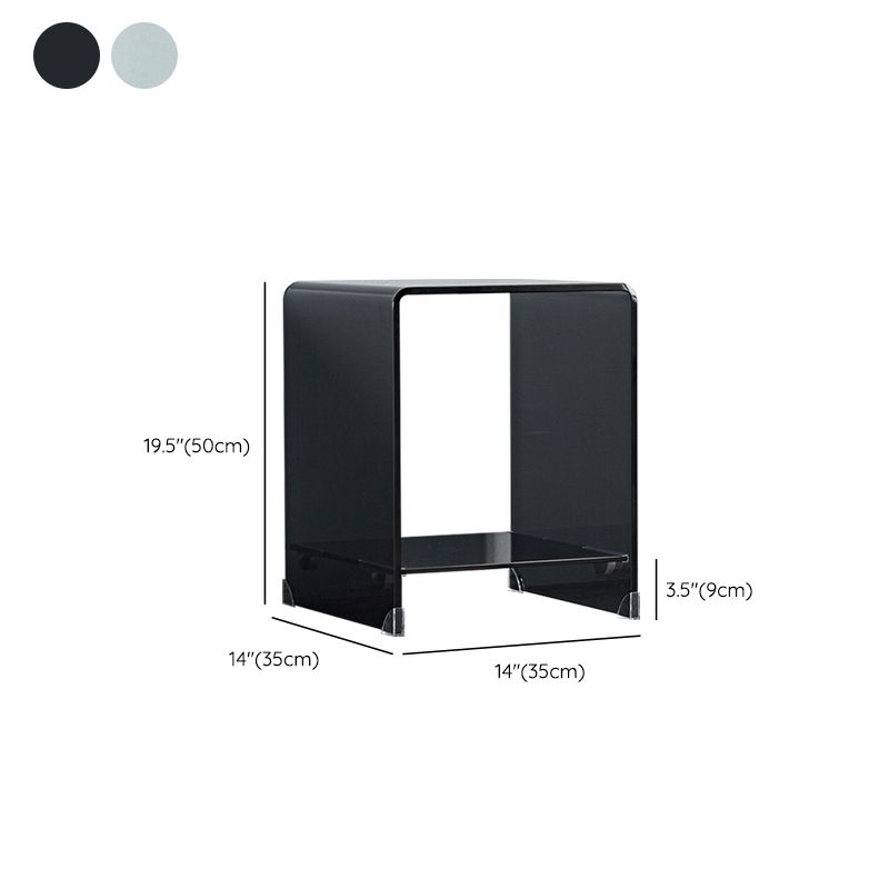 Modern Sled Corner Table Square Glass Side End Table for Living Room