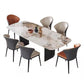 Mesa rectangular moderna mesa de comedor de piedra sinterizada con patas de metal