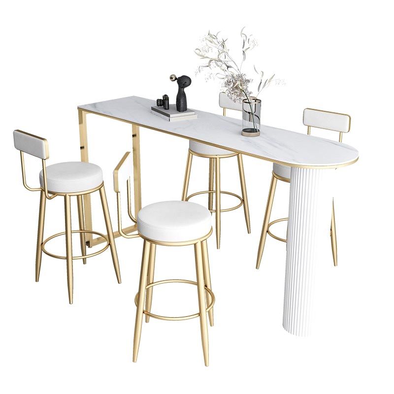 Nordic Style Stone Top Bar Table 42-inch Height Metal Pedestal Bistro Table Clearhalo 'Bar Furniture' 'Bar Tables' 'bar_tables' 'furn' 'furn_bar_tables' 'Furniture' 'Kitchen & Dining Furniture' 1200x1200_8109a49e-84e2-48f2-858a-cd79605871a4