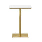 Mesa de pub de mármol sintético, mesa de bar de cócteles en blanco glamuroso con pedestal de metal