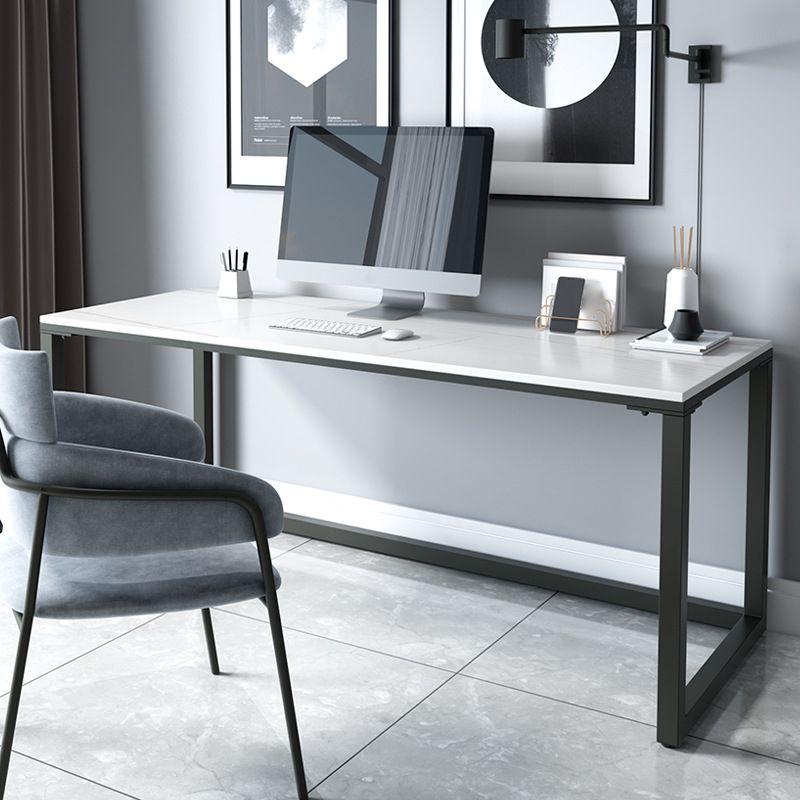 Industrial Grey Writing Desk Marble Office Desk with Metal Legs Clearhalo 'furn' 'furn_office_desk' 'Furniture' 'Office Desks' 'Office Furniture' 'office_desk' 1200x1200_810c11ad-faa5-47cd-9e90-4ff3bbd15c62