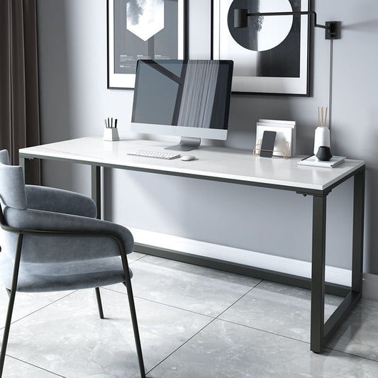 Industrial Grey Writing Desk Marble Office Desk with Metal Legs Clearhalo 'furn' 'furn_office_desk' 'Furniture' 'Office Desks' 'Office Furniture' 'office_desk' 1200x1200_810c11ad-faa5-47cd-9e90-4ff3bbd15c62