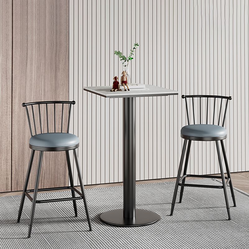 Ensemble de bar PCS 1/2/3/5 moderne avec table de pub carrée et tabourets métalliques pour la maison