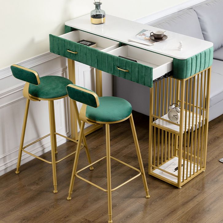 Glam Rectangle Indoor Bar Dining Table White Marble Bistro Table with Drawer Clearhalo 'Bar Furniture' 'Bar Tables' 'bar_tables' 'furn' 'furn_bar_tables' 'Furniture' 'furniture_bar_tables' 'Kitchen & Dining Furniture' 'kitchen&dining_furn' 'kitchen' 1200x1200_810ecfe3-22ca-49ef-8147-2e652ae30e83