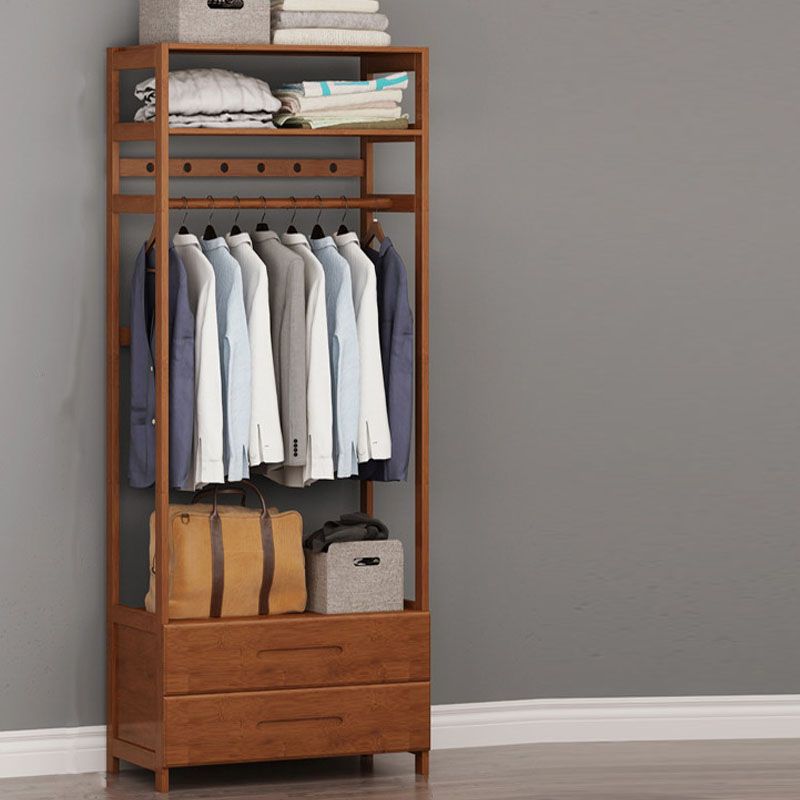 Zeitgenössische Holzattrack Hängende Schiene und Regale Aufbewahrungsbleiderbügel