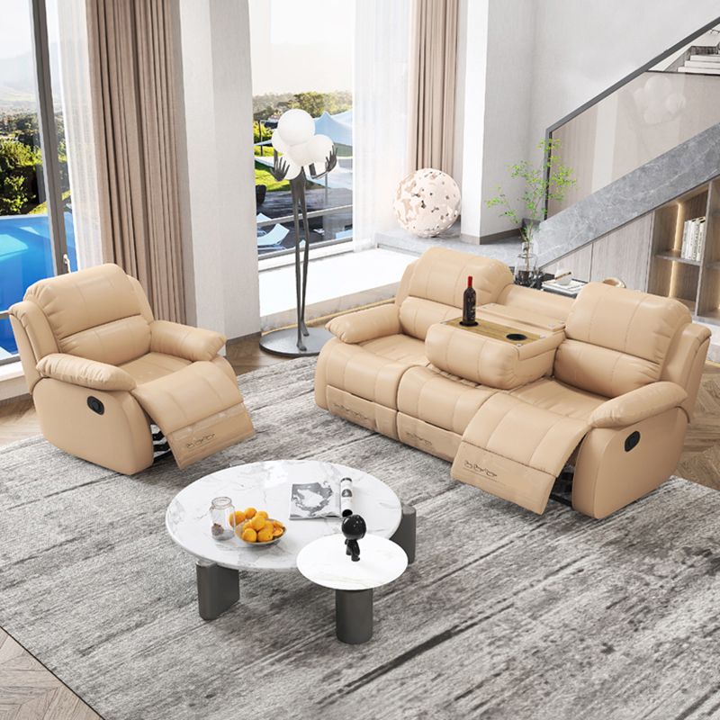 Modern Lumbar Support Recliner Chair Genuine Leather Standard Recliner Clearhalo 'Chairs & Seating' 'furn' 'furn_recliners' 'Furniture' 'Living Room Furniture' 'Recliners' 1200x1200_811039d5-2020-49ef-8d09-d31566bdaa37