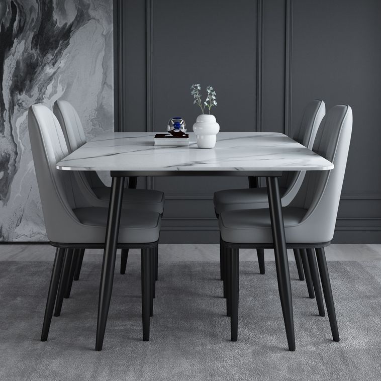Simplicity Style Home Sintered Stone Dining Table 4 Legs Carbon Steel Base Rectangle Table Clearhalo ' dining_table' 'Dining Tables & Seating' 'Dining Tables' 'furn' 'furn_dining_table' 'Furniture' 'furniture_dining_table' 'Kitchen & Dining Furniture' 'kitchen&dining_furn' 'kitchen' 'kitchen_dining_table' 1200x1200_8110b11a-f58d-41da-87ac-1b19837104f8