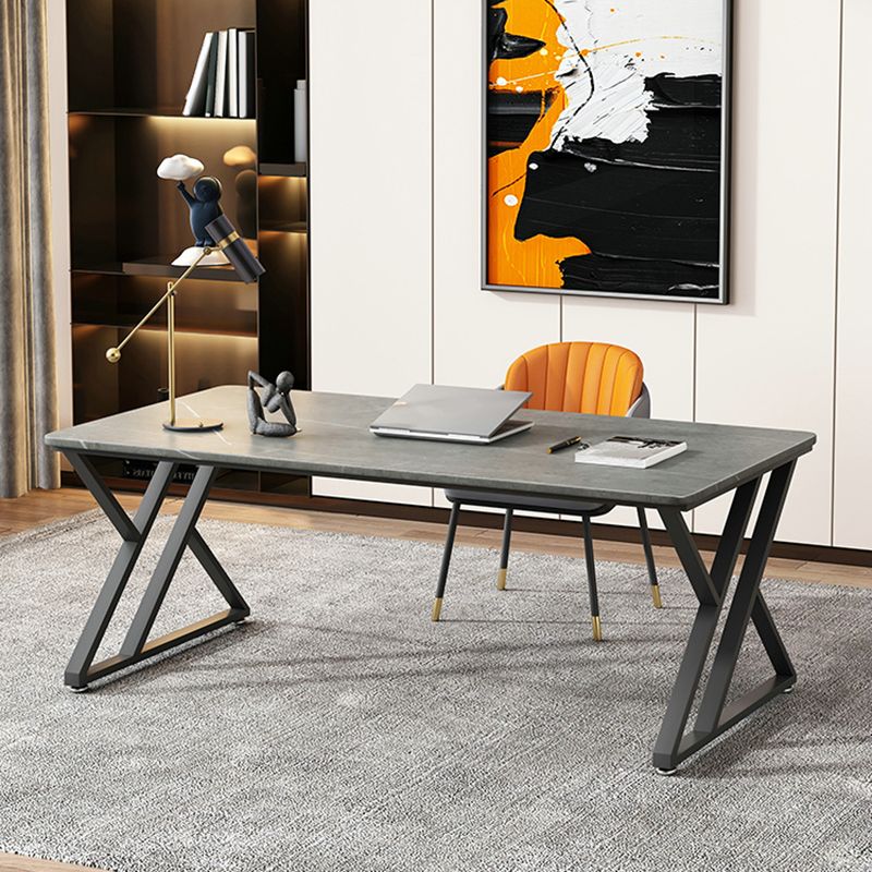 Industrieel rechthoekige kantoorbureau antieke afwerking gaming bureau met metalen benen