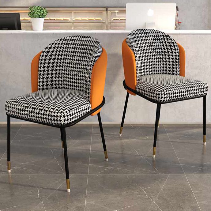 Glam Metal Dining Armless Chairs Upholstered Linen Fabric Dining Chair for Restaurant Clearhalo ' kitchen&dining_furn' 'Dining Chairs' 'Dining Tables & Seating' 'dining_chair' 'furn' 'furn_dining_chair' 'Furniture' 'furniture_dining_chair' 'Kitchen & Dining Furniture' 'kitchen' 1200x1200_8110fcc5-900e-4203-b777-20a8d08d2840