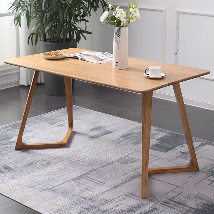 Rectangle White Oak Solid Wood Table Modern Dining Table Double Pedestal for Restaurant Clearhalo ' dining_table' 'Dining Tables & Seating' 'Dining Tables' 'furn' 'furn_dining_table' 'Furniture' 'furniture_dining_table' 'Kitchen & Dining Furniture' 'kitchen&dining_furn' 'kitchen' 'kitchen_dining_table' 1200x1200_811275f0-438f-452b-b2f1-76d42a9ae1bf