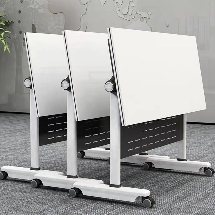 Escritorio plegable blanco escritorio fabricado con escritorio rectangular de madera fabricada con ruedas con ruedas
