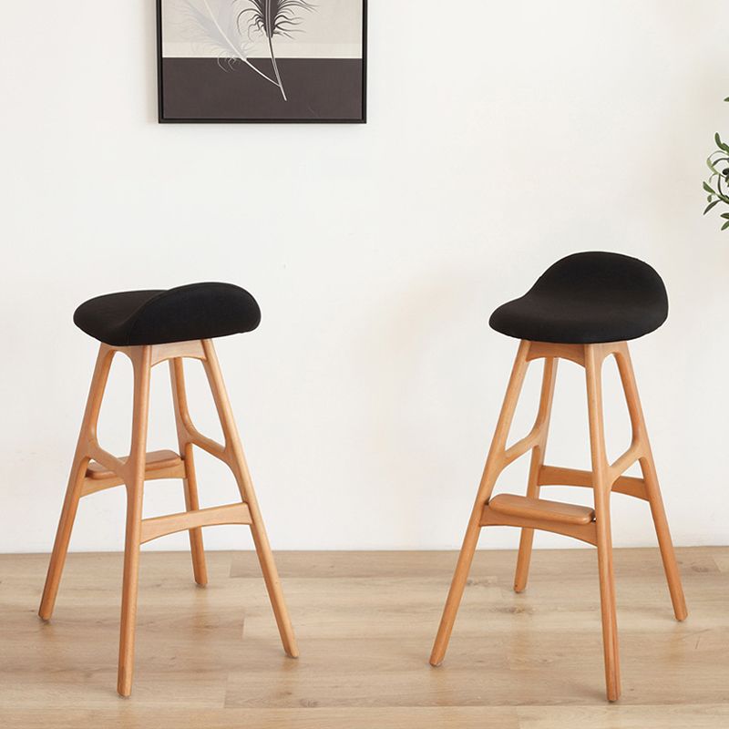 Solid Wood Dining Stools Contemporary Armless Bar Stools with Cushion