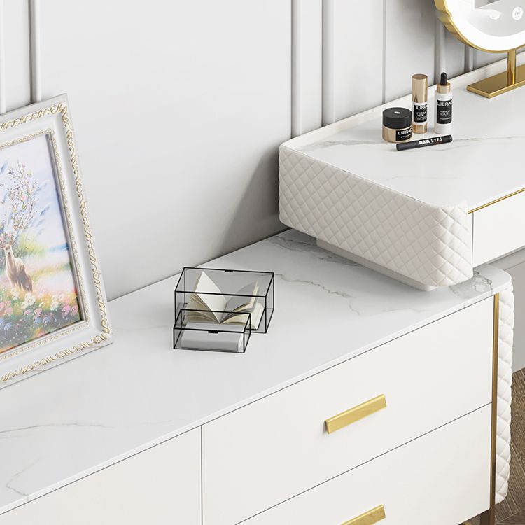 White Make-up Vanity 17.71" Wide Makeup Vanity Desk Table with 6 Drawers Clearhalo 'Bedroom Furniture' 'furn' 'furn_makeup_vanities' 'Furniture' 'Makeup Vanities' 'makeup_vanities' 1200x1200_8114f360-22fb-4645-8a90-293432ebfcfe