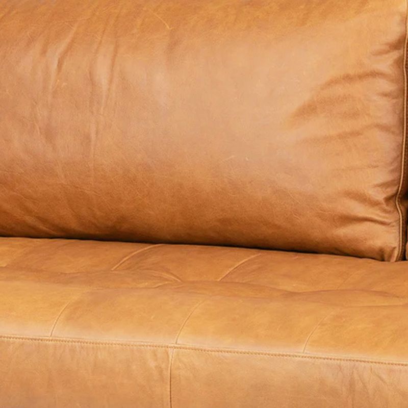 Faux Leather Modern Sofa 37.7"W Square Arm Sofa with 2 Pillows for Living Room Clearhalo 'furn' 'furn_sofas' 'Furniture' 'furniture_sofas' 'kitchen' 'kitchen_sofas' 'Living Room Furniture' 'Sofa' 'sofas' 1200x1200_8115fb2e-dd8b-4c7c-9ff0-0ff97993f543