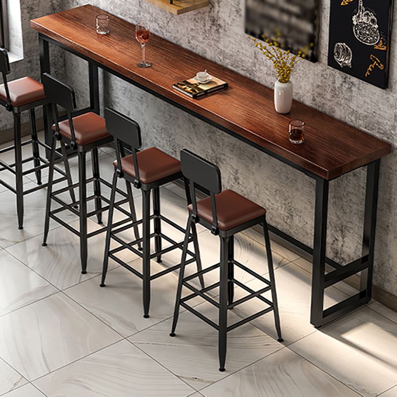 Rectangle Brown Indoor Event and Cocktail Table Trestle Wood Bar Height Pub Table Clearhalo 'Bar Furniture' 'Bar Tables' 'bar_tables' 'furn' 'furn_bar_tables' 'Furniture' 'furniture_bar_tables' 'Kitchen & Dining Furniture' 1200x1200_81170304-ea8c-4d2d-b253-47ae1d609468