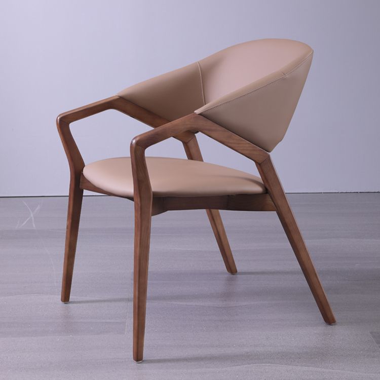 Moderne stijl leer open rug houten frame huis eetstoel stoel