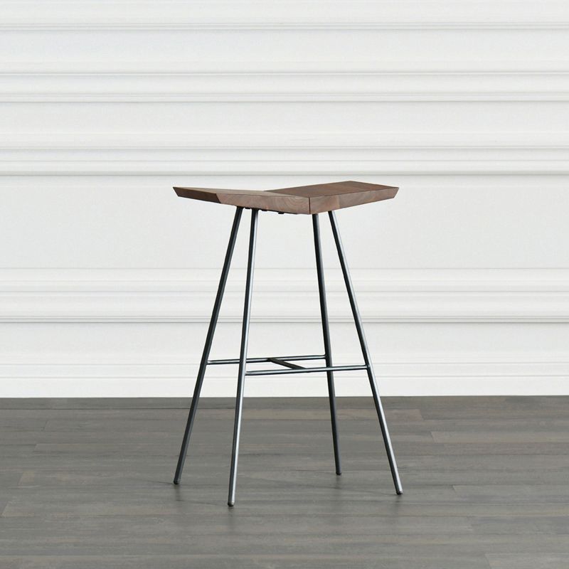 Hedendaagse metalen barkruk voetsteun tegenstoel in bruin