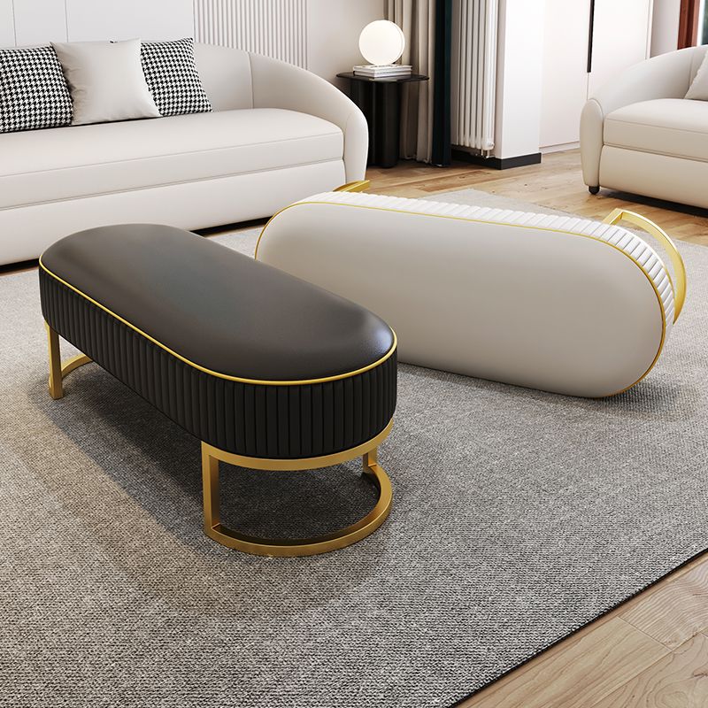 Glam Style Entryway Bench Cushioned Metal Seating Bench , 18" W Clearhalo 'Benches' 'Chairs & Seating' 'furn' 'furn_benches' 'Furniture' 'Living Room Furniture' 1200x1200_811e5a45-1400-4d66-8b41-b347e8fd0021