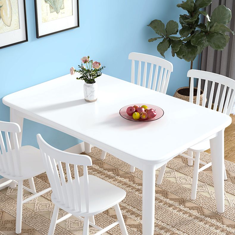 Modern Style White Dining Table Rectangle Solid Wood Dining Table with 4 Legs Clearhalo ' dining_table' 'Dining Tables & Seating' 'Dining Tables' 'Furniture' 'furniture_dining_table' 'Kitchen & Dining Furniture' 'kitchen&dining_furn' 'kitchen' 'kitchen_dining_table' 1200x1200_811f5c66-5e2d-43e2-b392-46a0e6e2c59e