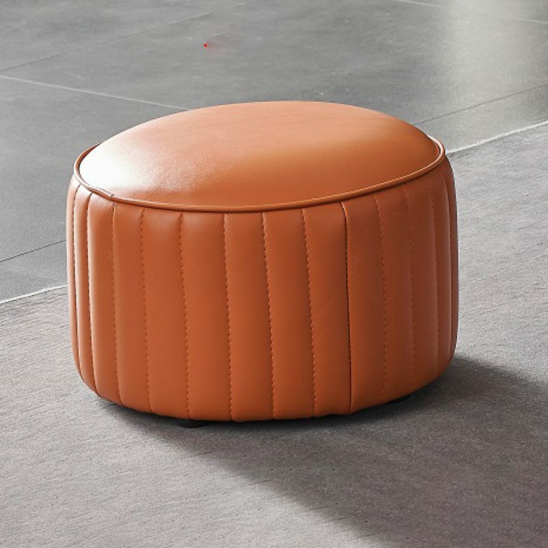 Modern Orange Pouf Water Resistant Round Pure Color Leather Pouf Clearhalo 'furn' 'furn_ottomans_poufs' 'Furniture' 'Living Room Furniture' 'Ottomans & Poufs' 'ottomans_poufs' 1200x1200_81212518-f89c-47ff-8eea-f6f688c4dcad