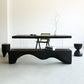 Irregular Dining Table Contemporary Style Solid Wood Black Dinner Table