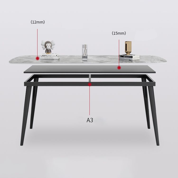 Modern Gray Standard Dining Set Rectangle Shape Sintered Stone Dining Set with 4 Legs Table Clearhalo 'Dining Room Sets' 'Dining Tables & Seating' 'dining_room_set' 'furn' 'furn_dining_room_set' 'Furniture' 'furniture_dining_room_set' 'Kitchen & Dining Furniture' 'kitchen&dining_furn' 'kitchen' 1200x1200_8124bc32-3e8e-4ba8-9322-4dec9fce2389