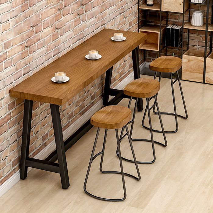 Contemporary Rectangle Bar Dining Table Wood Trestle Bar Height Table 42-Inch Top Clearhalo 'Bar Furniture' 'Bar Tables' 'bar_tables' 'furn' 'furn_bar_tables' 'Furniture' 'furniture_bar_tables' 'Kitchen & Dining Furniture' 'kitchen&dining_furn' 'kitchen' 1200x1200_812560cf-d24a-44ff-aab9-0e0319350807