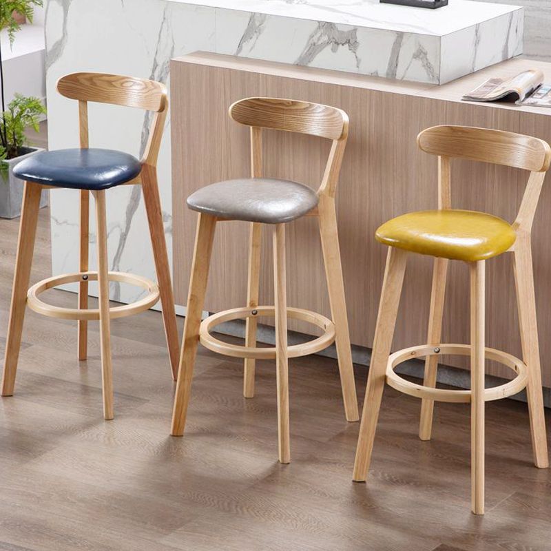 Modern Armless Backrest Counter Stool Wood Study Bar Stool with Cushion and Pedal Clearhalo 'Bar Furniture' 'Bar Stools' 'bar_stools' 'furn' 'furn_bar_stools' 'furniture_bar_stools' 'Kitchen & Dining Furniture' 'kitchen&dining_furn' 'kitchen' 'kitchen_furn' Furniture' 1200x1200_8125c5b0-d1eb-4f0a-bca3-f7e02130e4d5